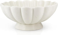 White Fluted Scalloped Ceramic Decorative Bowl – 8 inch - view 1