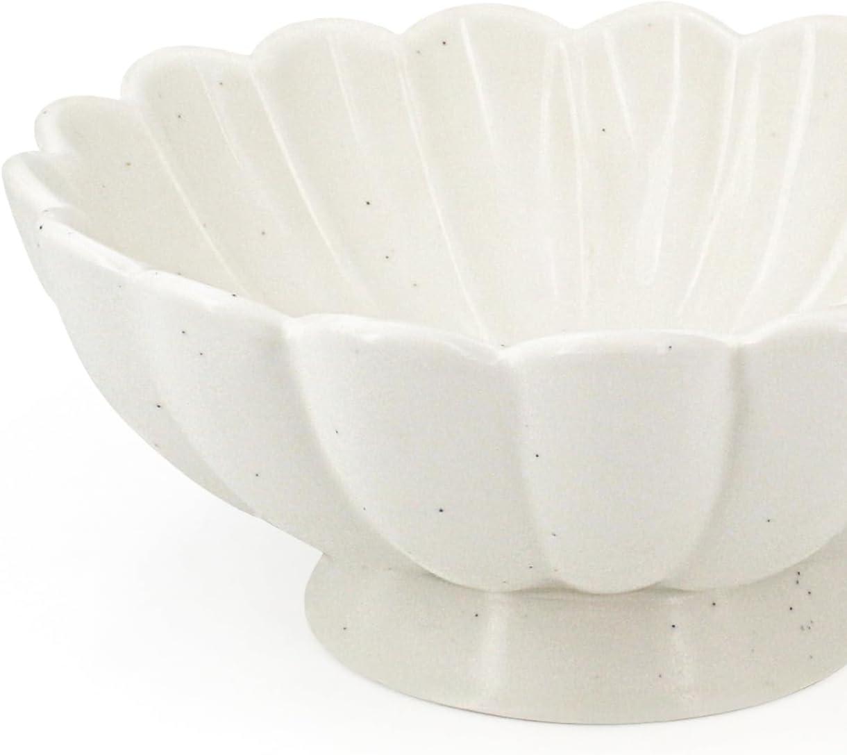 White Fluted Scalloped Ceramic Decorative Bowl – 8 inch - view 2