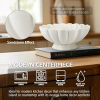 White Fluted Scalloped Ceramic Decorative Bowl – 8 inch - view 3