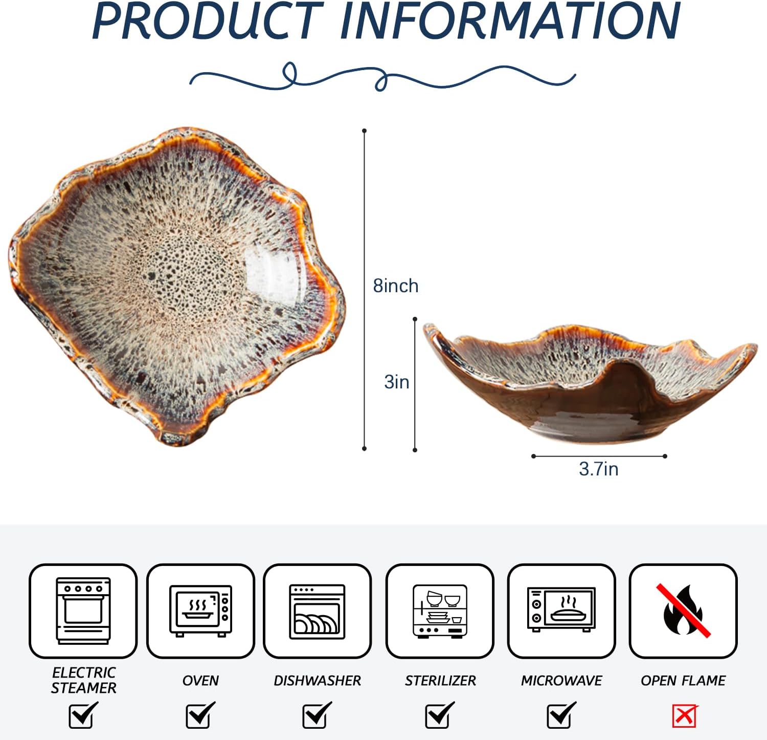 Artisanal Reactive Glaze Ceramic Bowl – 8 inch - view 2