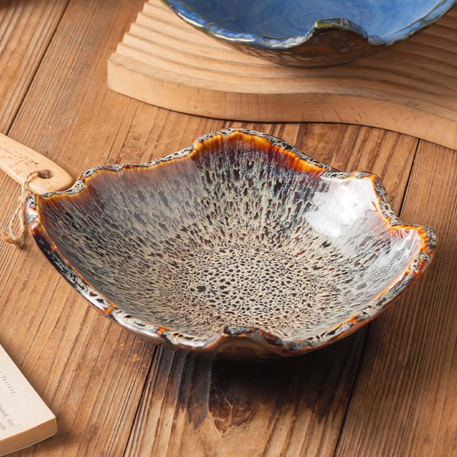 Artisanal Reactive Glaze Ceramic Bowl – 8 inch - view 4